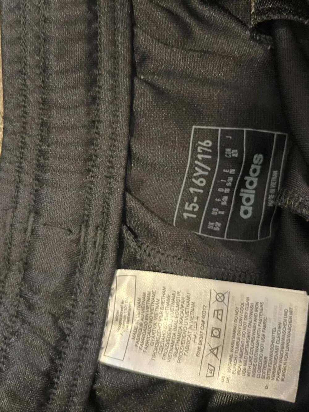 Adidas Black Track Pants Youth Size 16/18 Zip Ankle Joggers